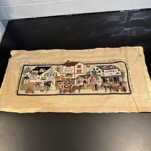 Vintage  Completed Cross Stitch Crewel  COUNTRY HEARTLAND 1980's  Unframed